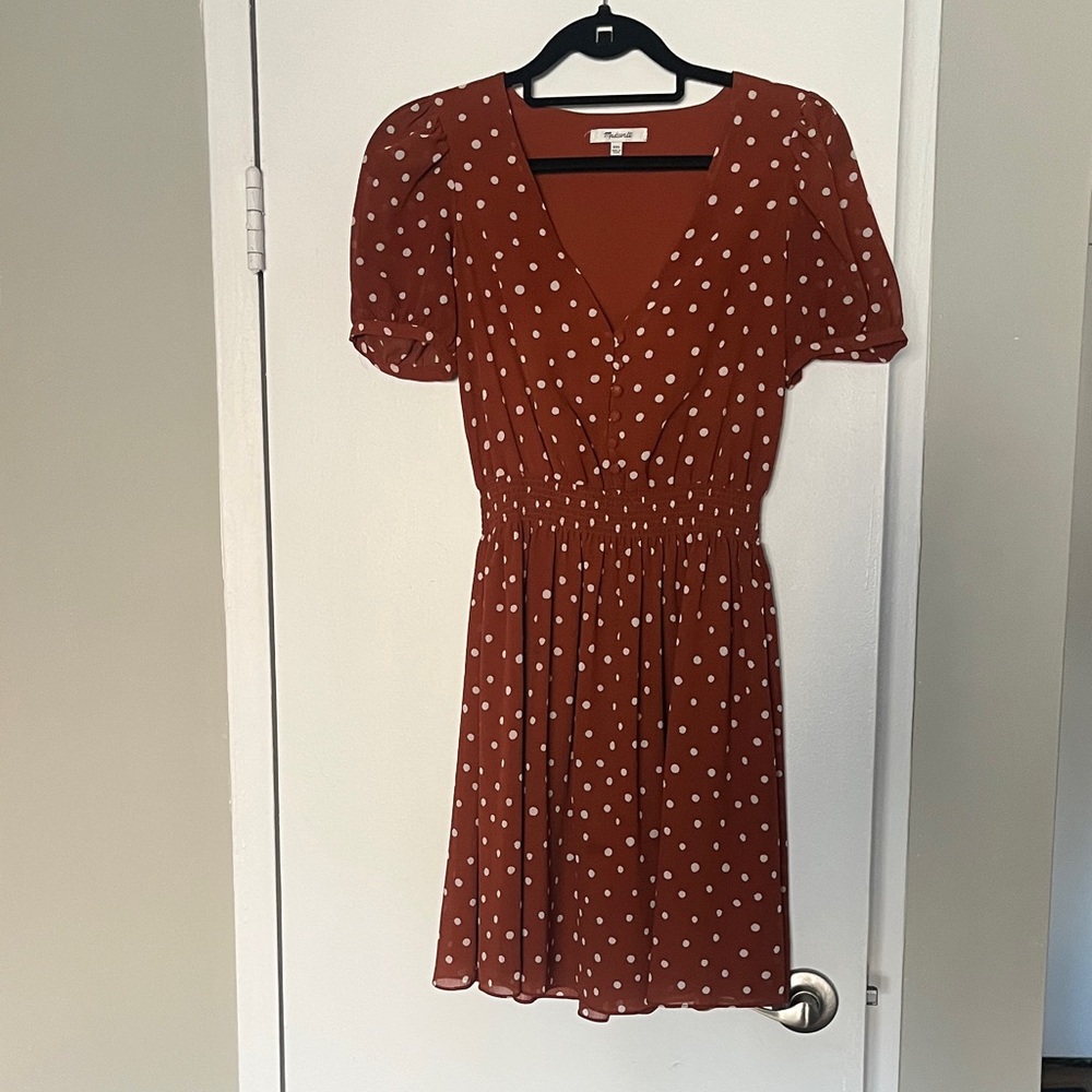 Madewell Rust Polka Dot Mini Dress